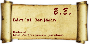 Bártfai Benjámin névjegykártya